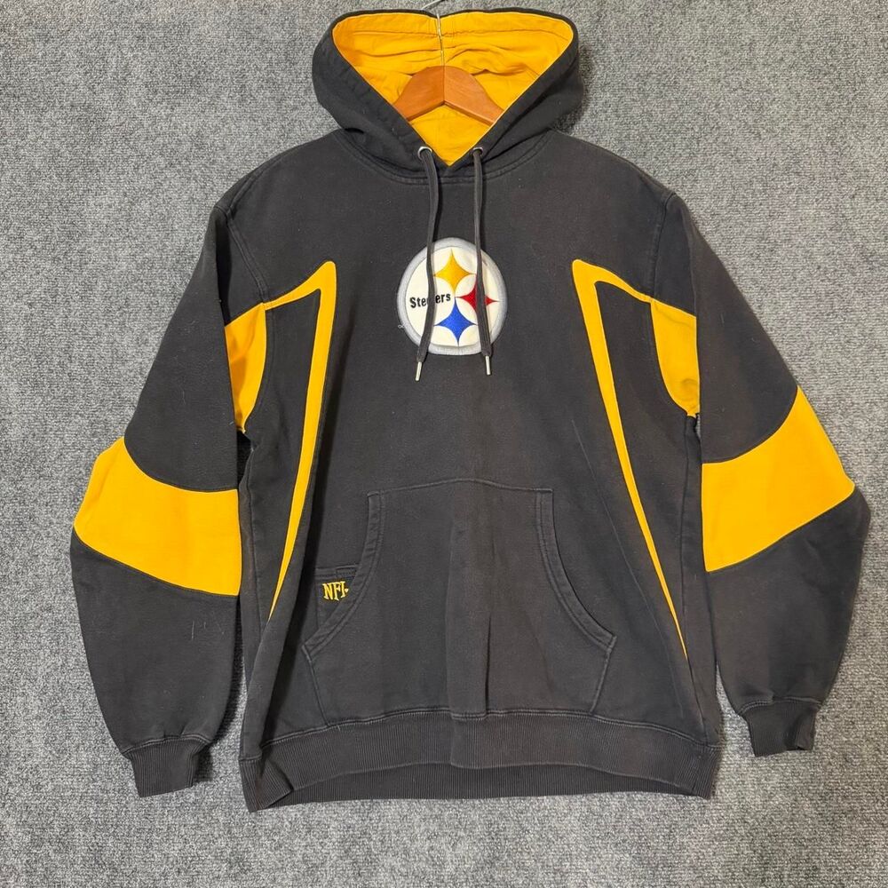 Y2K 2000’s NFL Football Steelers Two Tone Hoodie Embroidered Size Large